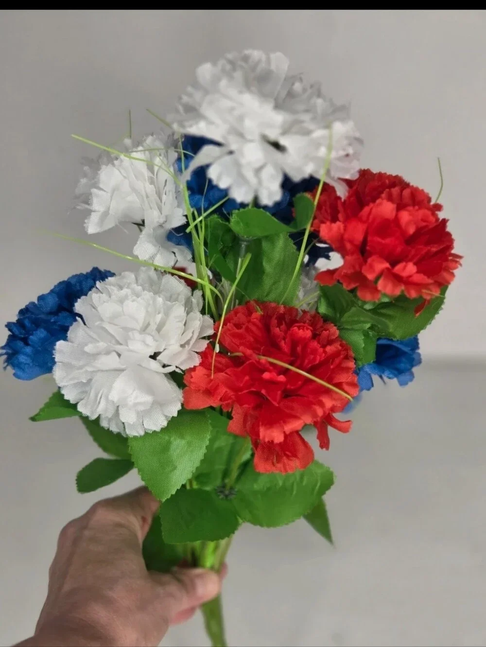 Red Blue And White Artificial Carnation Bouquet July 4th Decor